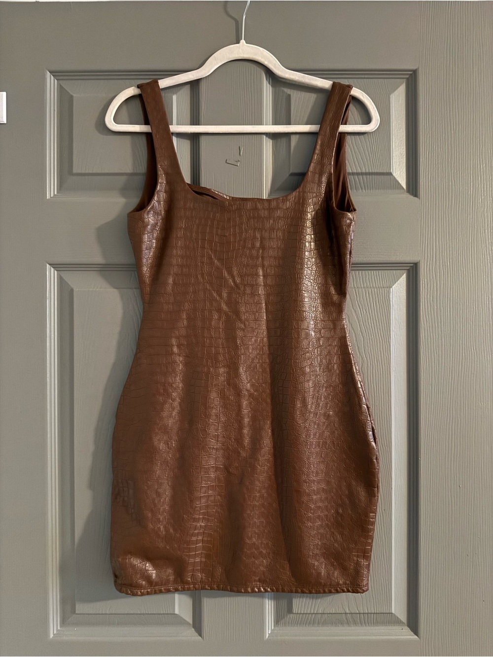 naked wardrobe Brown Faux-Leather Mini Dress - Picture 2 of 4